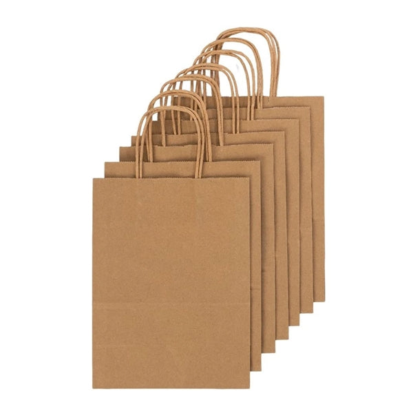 Small Brown Kraft Paper Gift Bag with Handles Bulk
