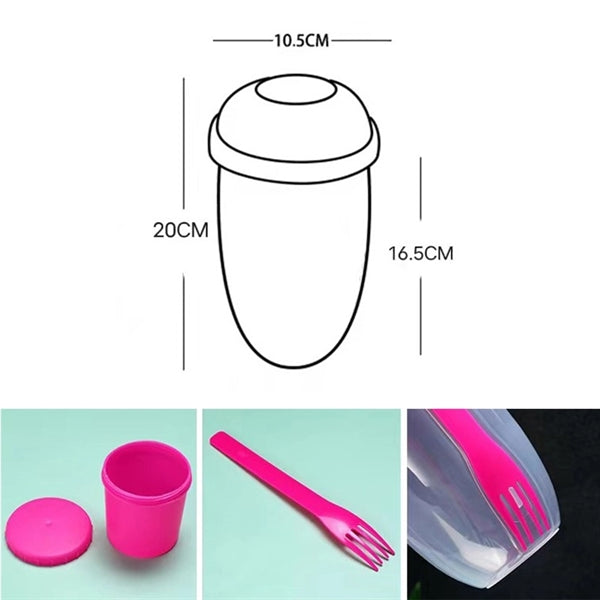 Lunch Bento Salad Cup Container with Sauce Case and Fork