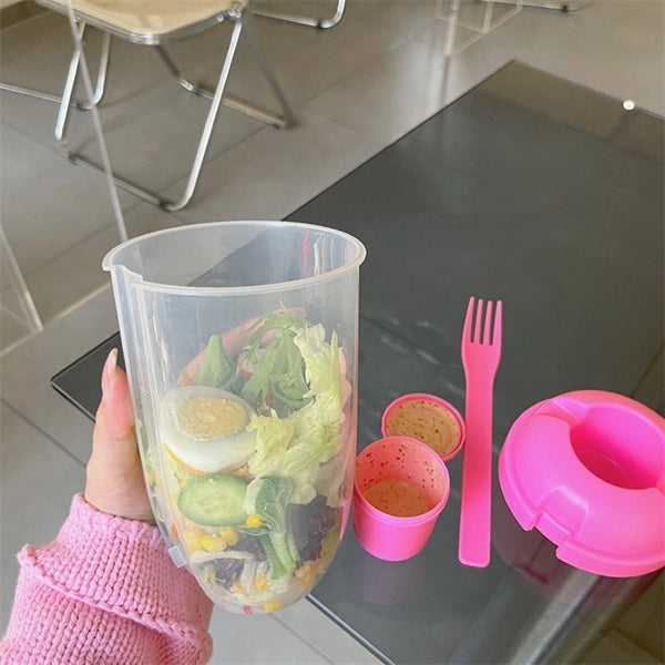 Lunch Bento Salad Cup Container with Sauce Case and Fork