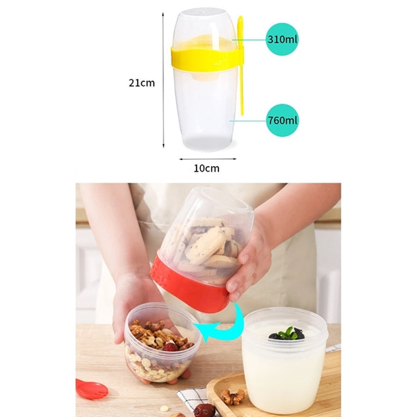 Double Layer with Sauce Case and fork Salad Cup Container