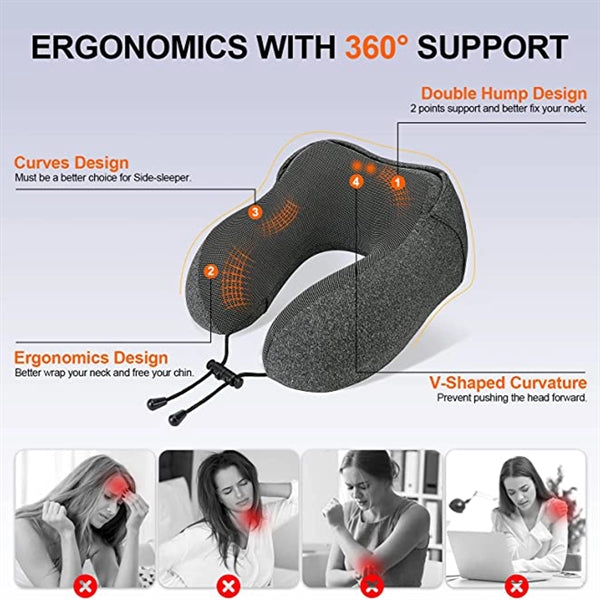 Memory Foam Travel Pillow With Hood