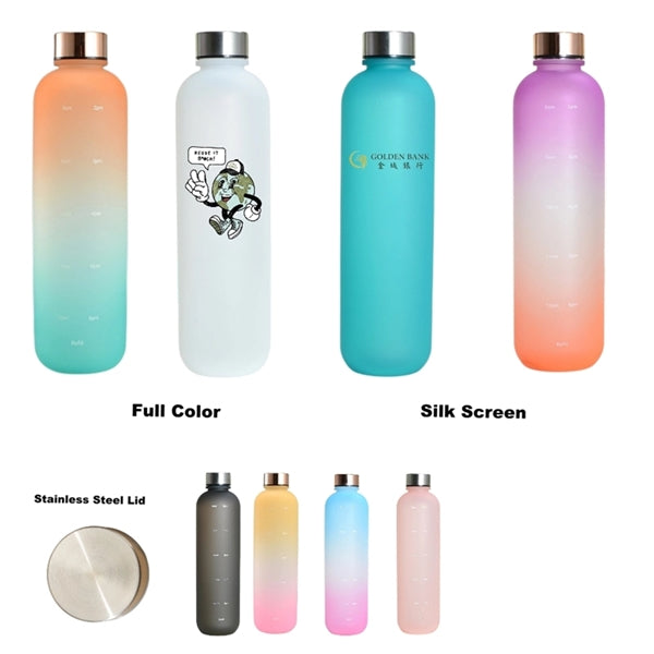 32 oz Frosted Tritan Sports Water Bottle with Time Marker