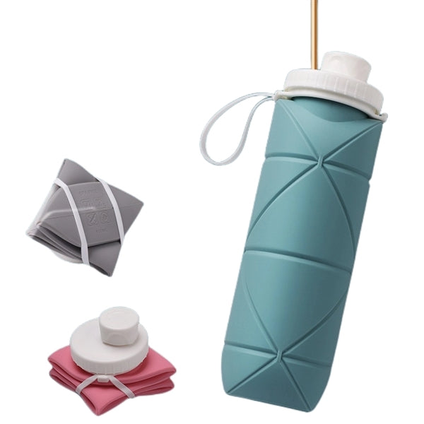 20 oz Silicone Foldable Leakproof Travel Water Bottle