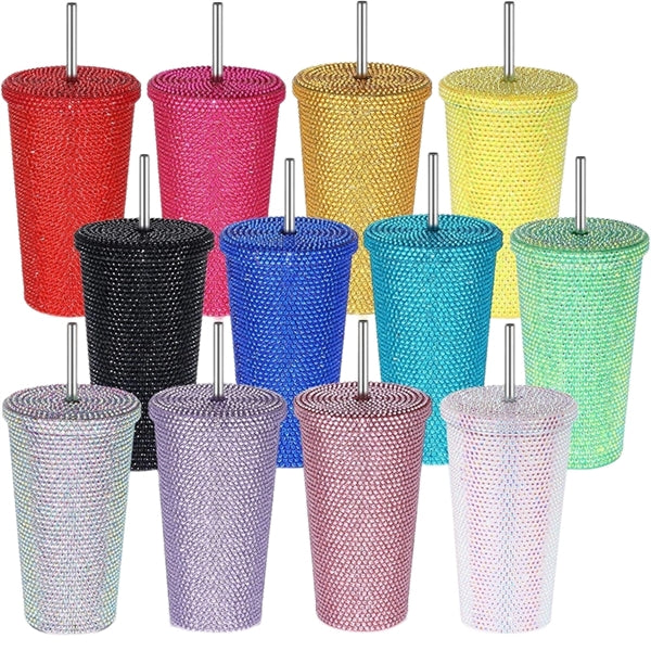 16.9 oz Studded Stainless Steel Tumbler With Lid and Straw