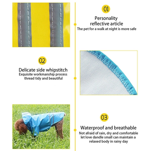 Pet Rain Coat S-XL Waterproof Jackets PU Reflective Hoody