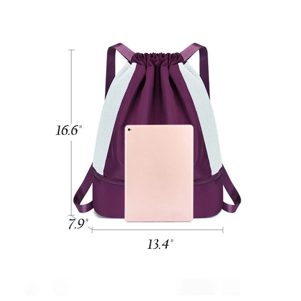 Gym Drawstring Backpack with Dry and Wet Separation