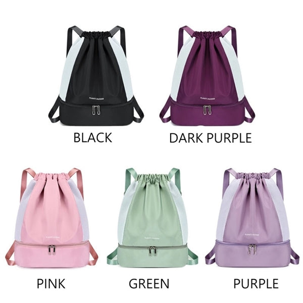 Gym Drawstring Backpack with Dry and Wet Separation