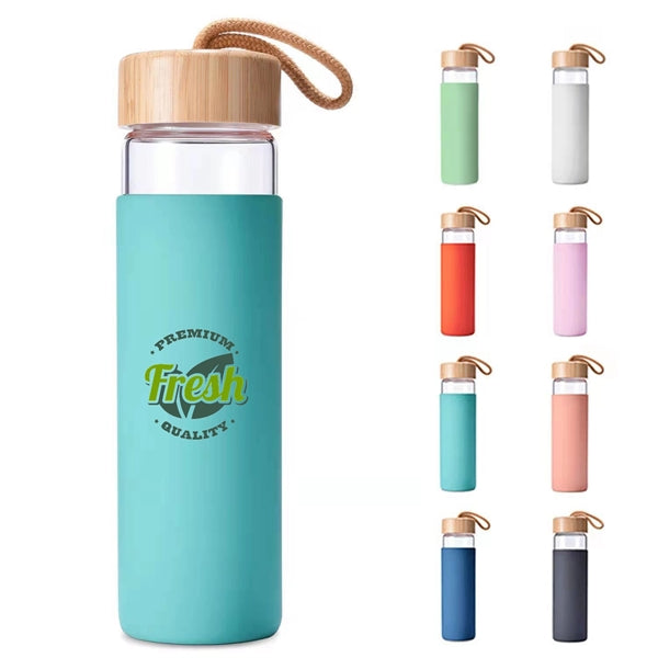 20oz Glass Bottles with Strap Lid Silicone Sleeve
