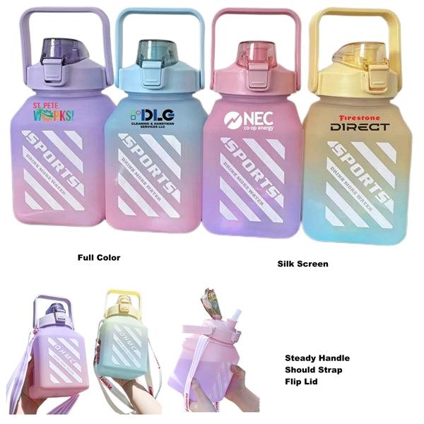 50 oz Square Sports Water Bottle with Handle And Straw