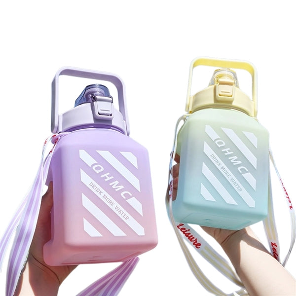 50 oz Square Sports Water Bottle with Handle And Straw