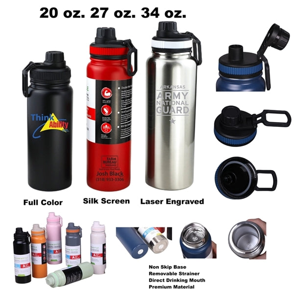 20/27/34 oz Stainless Steel Vacuum Sports Water Bottle