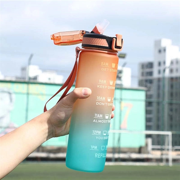 32oz Motivational Fitness Sports Water Bottle with Time Mark