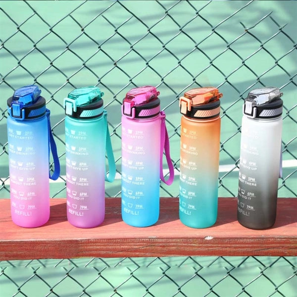 32oz Motivational Fitness Sports Water Bottle with Time Mark