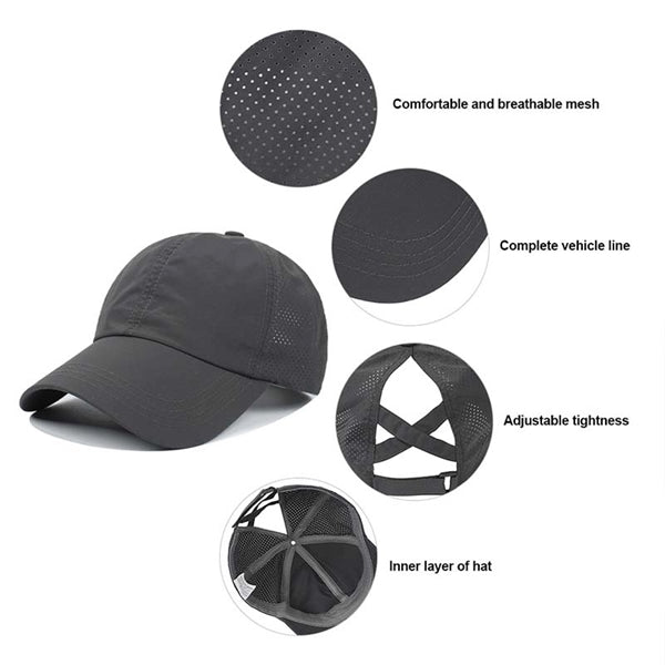 Womens Criss Cross Ponytail Baseball Cap
