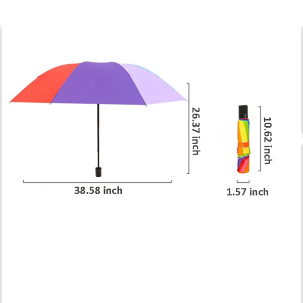 LGBT Folding Rainbow Umbrella 8 Ribs manual-open
