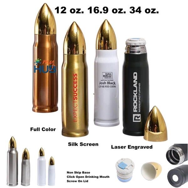 12/34 oz Stainless Steel Bullet Vacuum Insulated Bottle