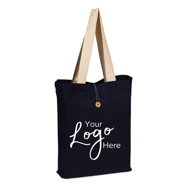 Button-Up Tote Bag w/ Natural Handles 15" x 16" x 3"