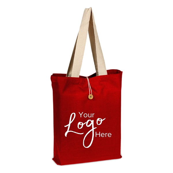 Button-Up Tote Bag w/ Natural Handles 15" x 16" x 3"