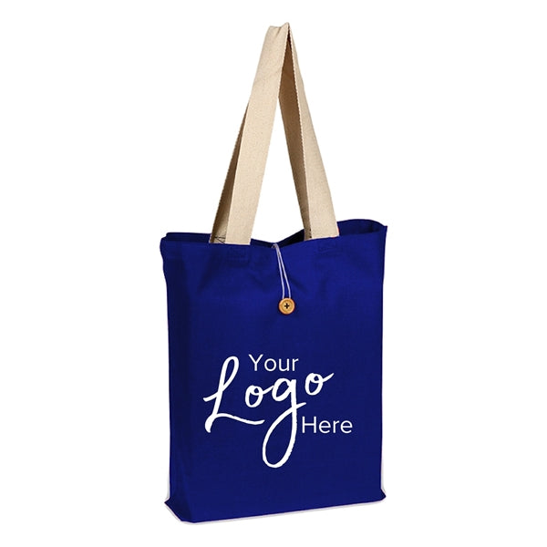 Button-Up Tote Bag w/ Natural Handles 15" x 16" x 3"