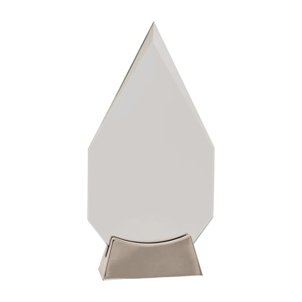 9 1/4" Clear Diamond Platinum Glass Award w/ Metal Base