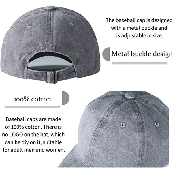 Cotton Adjustable Washed Twill Low Profile Baseball Cap Hat