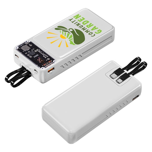 Winnetka Transparent Corded Power Bank 20000