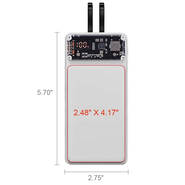 Winnetka Transparent Corded Power Bank 20000