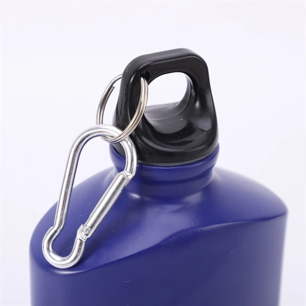 Flat Aluminum Water Bottles With Silver Carabiner