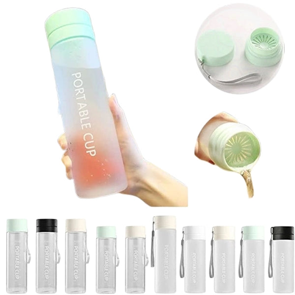 20/27 oz Clear Sports Plastic Water Bottle With Tea Strainer