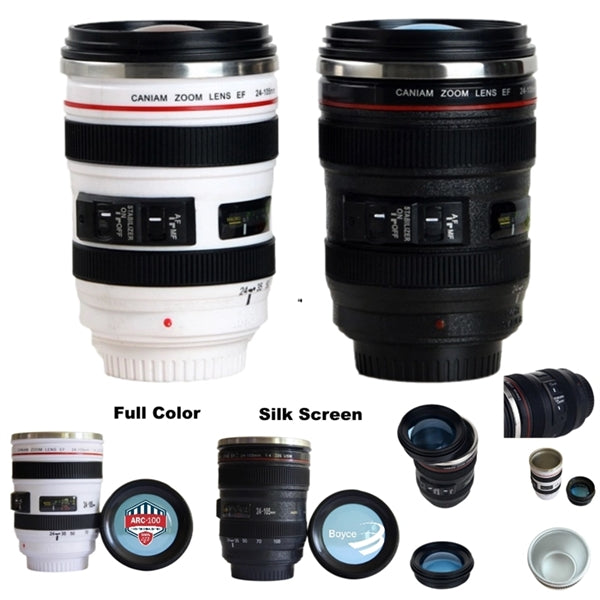 13.5 oz Camera Lens Coffee Mug Tumbler with Transparent Lid