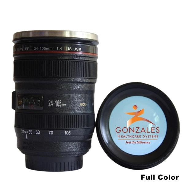13.5 oz Camera Lens Coffee Mug Tumbler with Transparent Lid