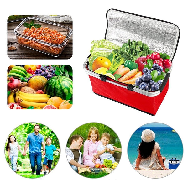 30L Folding Picnic Bag Cooler Basket