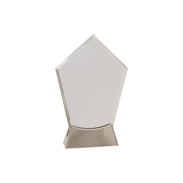 7 1/2" Clear Peak Platinum Glass Award w/ Metal Base