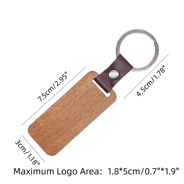 Wooden Key Tag with Leather Strap