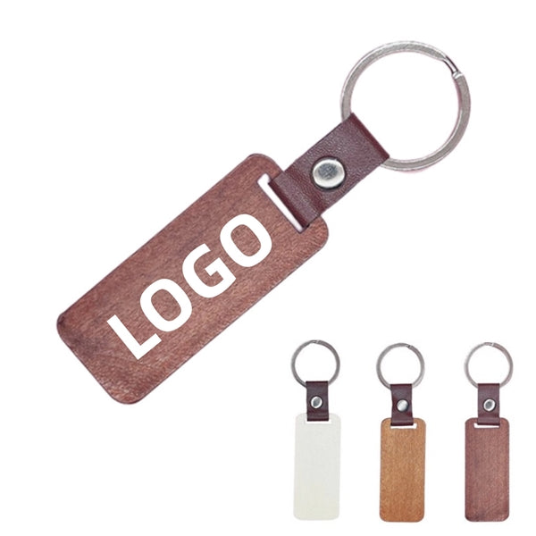 Wooden Key Tag with Leather Strap