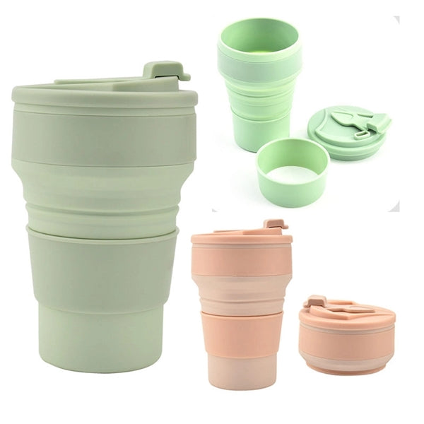 Outdoor Sports Folding Telescopic Silicone Cup With Straw