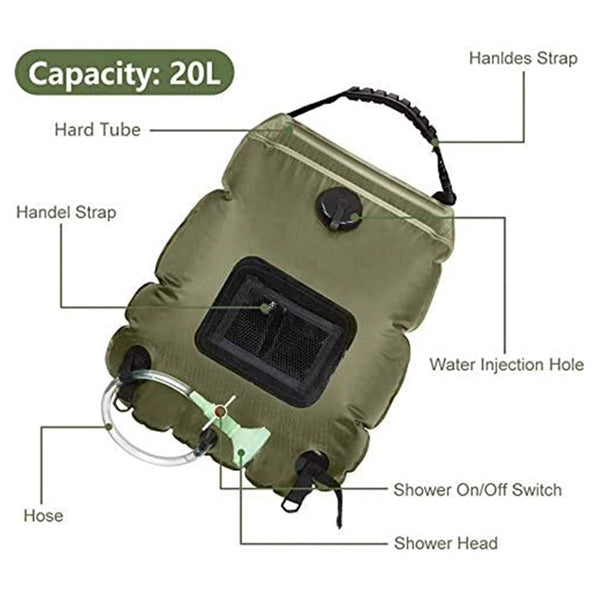 Solar Heating Camping Shower Bag Beach Swimming Outdoor