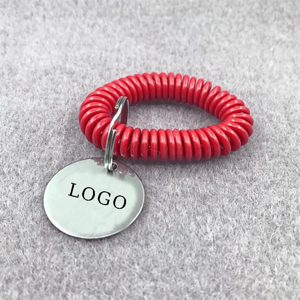 Stainless Steel Bracelet Wrist Coil w/Tag Keyring