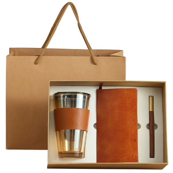 Business Giveaways Coperate Glass Notebook Pen Gift Set