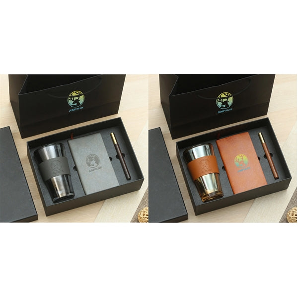 Business Giveaways Coperate Glass Notebook Pen Gift Set