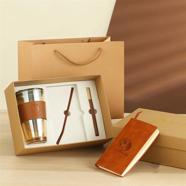 Business Giveaways Coperate Glass Notebook Pen Gift Set