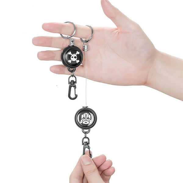 Retractable Key Chain with Carabiner ID Badge Holder