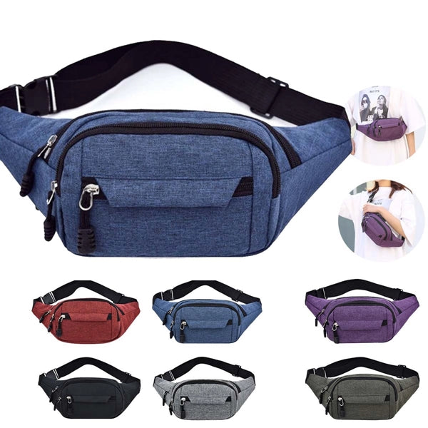 Large Crossbody Fanny Pack Belt Bag With 4-Zipper Pockets