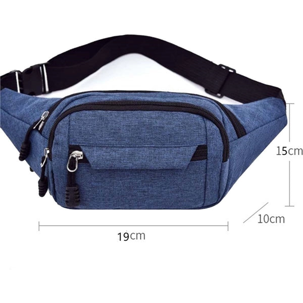 Large Crossbody Fanny Pack Belt Bag With 4-Zipper Pockets