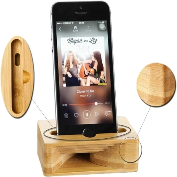 Eco-Friendly Bamboo Phone Holder Sound Amplifier