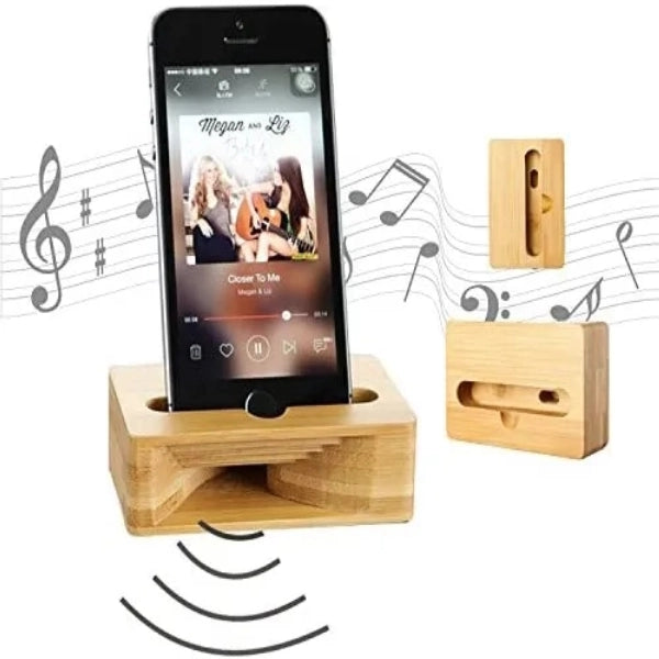 Eco-Friendly Bamboo Phone Holder Sound Amplifier