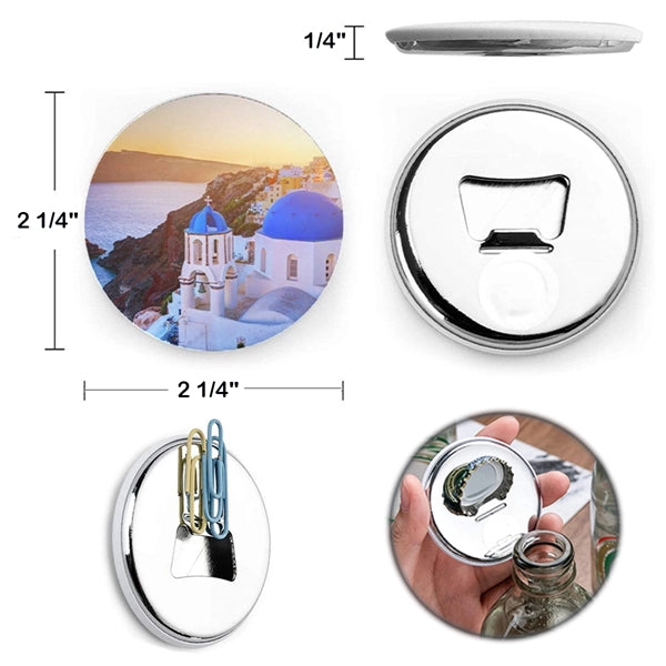 Magnetic Badge Button Bottle Opener