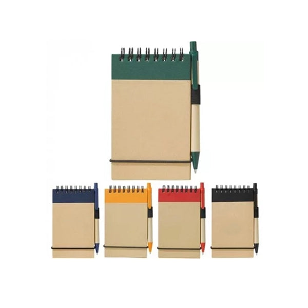 Two-Tone Spiral Notepad w/ Pen Recyclable Pocket Jotters