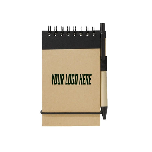 Two-Tone Spiral Notepad w/ Pen Recyclable Pocket Jotters