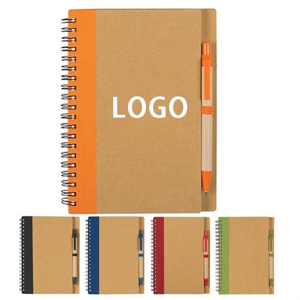 Eco Kraft Spiral Notebook w/Pen